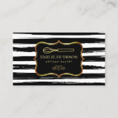 Carte De Visite Whisk d'or | Frame Abstrait noir blanc rayures (Devant)
