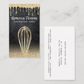 Carte De Visite Whisk d'or | Parties scintillant d'or (Devant / Derrière)