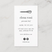 Carte De Visite Whisk d'or rose | Boulangerie de cuisine chef (Dos)