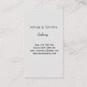 Carte De Visite Whisk Gris Simple Boulangerie Chef Traiteur Person (Dos)