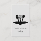 Carte De Visite Whisk Gris Simple Boulangerie Chef Traiteur Person (Devant)