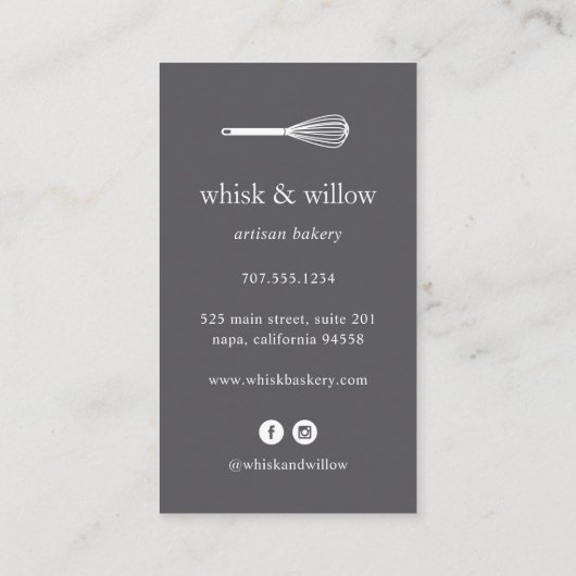 Carte De Visite Whisk Mint & Gold | Boulangerie | Chef | Traiteur (Dos)
