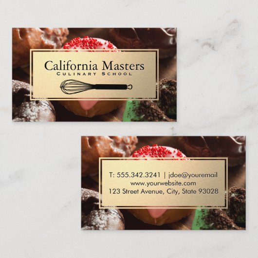 Carte De Visite Whisk | Pâtisseries | Cadre Or (Devant / Derrière)