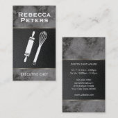 Carte De Visite Whisk Rolling Pin culinaire Master Marbre noir (Devant / Derrière)