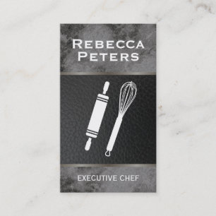 Carte De Visite Whisk Rolling Pin culinaire Master Marbre noir