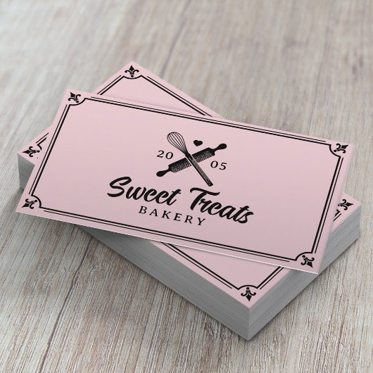 Carte De Visite Whisk & Rolling Pin fait main avec Love Boulangeri