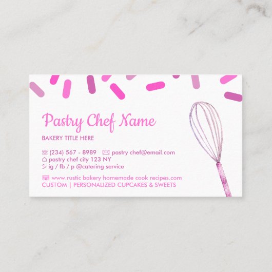 Carte De Visite Whisk Signature boulangerie rose (Dos)