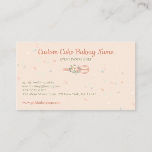 Carte De Visite Whisk Stars Élégant Chef boulangerie (Dos)