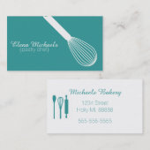Carte De Visite Whisk Turquoise et blanc (Devant / Derrière)