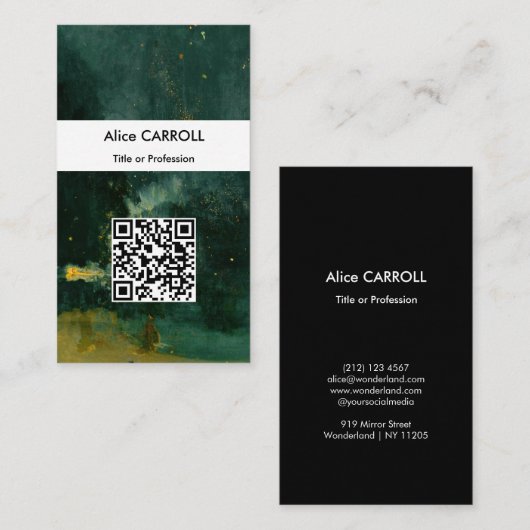 Carte De Visite Whistler - Nocturne en noir et or - Code QR (Devant / Derrière)