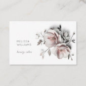 Carte De Visite White 3D Simple Flowers (Devant)