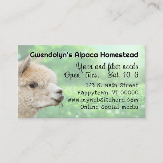 Carte De Visite White Alpaca Knitting Fiber Business Card (Devant)