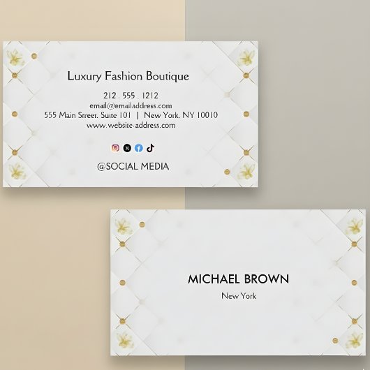 Carte De Visite White and Gold Business Card Template
