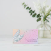Carte De Visite *~* White Angel Wings Starry Pastel Rainbow (Debout devant)