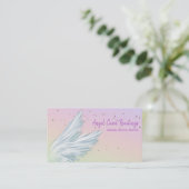 Carte De Visite *~* White Angel Wings Starry Rainbow Pastel (Debout devant)