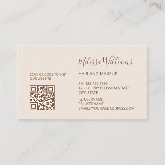 Carte De Visite White Beige 3D Flowers Initials (Dos)