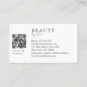 Carte De Visite White & Black Minimal Elegant Salon QR Code (Dos)