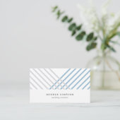 Carte De Visite White blue assemblée stripes modern simple card (Debout devant)