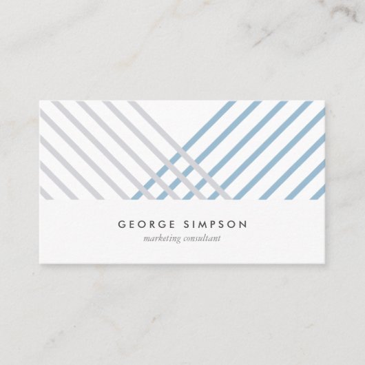 Carte De Visite White blue assemblée stripes modern simple card (Devant)
