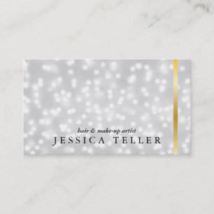Carte De Visite White Bokeh Gold Bar