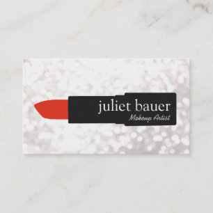Carte De Visite White Bokeh maquillage Artiste Lipstick Logo Beaut