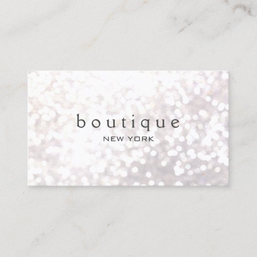 Carte De Visite White Bokeh Parties scintillant Moderne Mode & Bea (Devant)