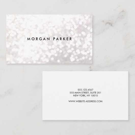 Carte De Visite White Bokeh Parties scintillant Salon (Devant / Derrière)
