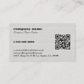 Carte De Visite White Burlap Linen QR Code Business Card (Dos)