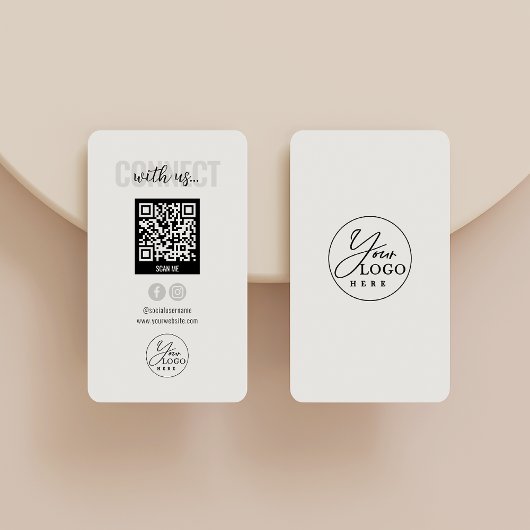 Carte De Visite White Connect Us Social Media QR Code Bu
