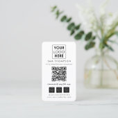 Carte De Visite White Connect with Us Social Media QR Code Logo (Debout devant)