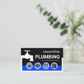 Carte De Visite White Faucet Blue Water Pipe Frame (Debout devant)