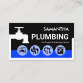 Carte De Visite White Faucet Blue Water Pipe Frame (Devant)