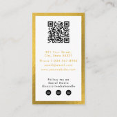 Carte De Visite White Gold Business Logo QR Code Loyalty Retro (Dos)