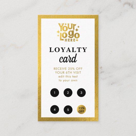 Carte De Visite White Gold Business Logo QR Code Loyalty Retro (Devant)