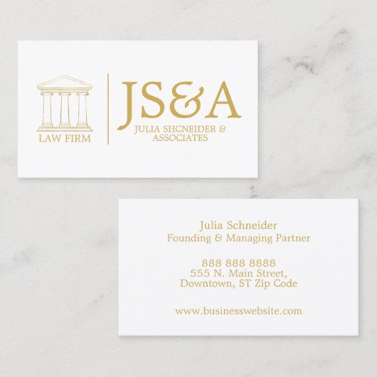 Carte De Visite White Gold Law Firm Classic (Devant / Derrière)