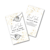 Carte De Visite White & Gold Specks Hand Nail Salon