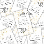 Carte De Visite White & Gold Specks Hand Nail Salon