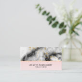 Carte De Visite White Gray Marble with Gold Ribbon (Debout devant)