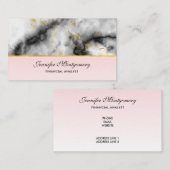 Carte De Visite White Gray Marble with Gold Ribbon (Devant / Derrière)