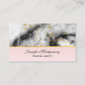 Carte De Visite White Gray Marble with Gold Ribbon (Devant)