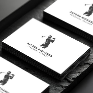 Carte De Visite White Gray Personal Trainer Golf Instructor
