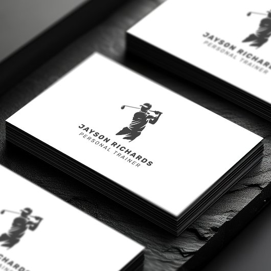 Carte De Visite White Gray Personal Trainer Golf Instructor