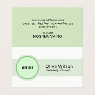 Carte De Visite White Green Illustrative Cleaning Service