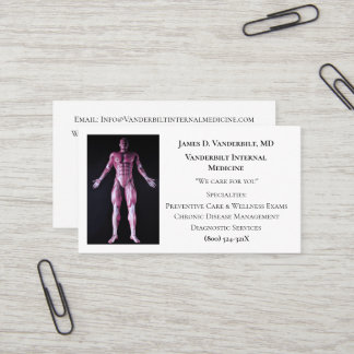 Carte De Visite White Internist DR Corps humain Médecine interne