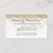 Carte De Visite White Marble Gold Glitter Eyes Microblading (Dos)