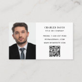 Carte De Visite White monogram, photo Qr code logo (Dos)