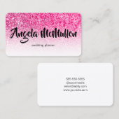 Carte De Visite White Ombre Hot Rose Parties scintillant Bokeh Pho (Devant / Derrière)