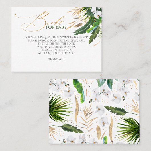 Carte De Visite White Orchids Palm Feuilles Baboks Demande (Devant / Derrière)