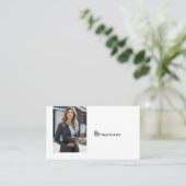 Carte De Visite White Professional Real Estate Agent Photo QR Code (Debout devant)