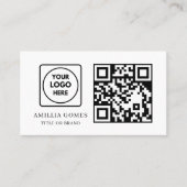 Carte De Visite White QR Code | Modern Minimal Custom Contact (Devant)